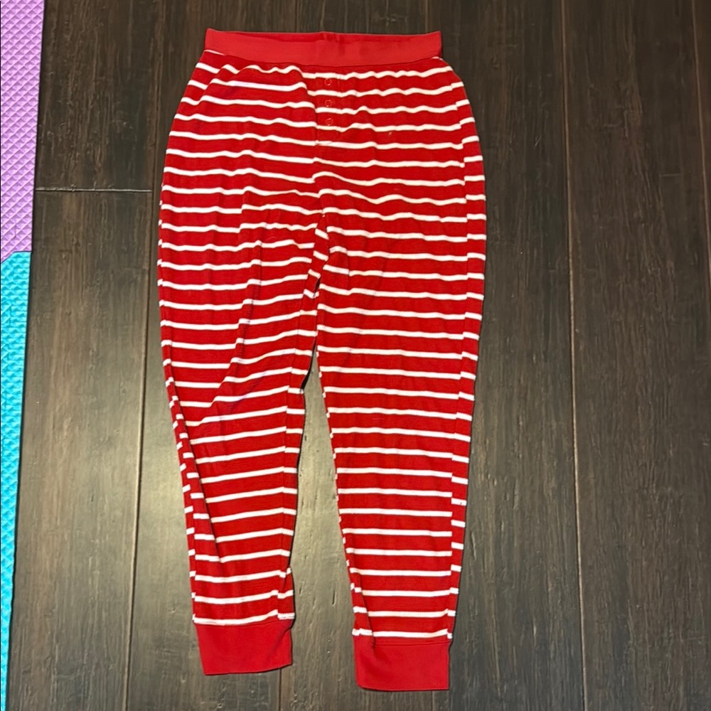 Red and White Striped Pajama Pants